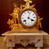 Эксклюзивный ценный подарок, необычный подарок фермеру, землевладельцу, бизнесмену, ценный и стильный подарок на юбилей - антикварные Французские каминные часы с боем "Фермер земледелец", Франция, вторая половина 19 века.