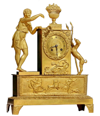 Шикарные редкие Французские каминные часы конца 18  - начала 19 века в стиле Ампир
