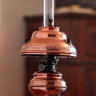 Традиционная старинная Французская керосиновая лампа с абажуром, сделанная из меди, стекла и украшенная тремя цветными кристаллами. Эта лампа имеет знаменитое европейское клеймо "KOSMOS-BRENNER" и была произведена в конце 19 - начале 20 века. Ценный подар