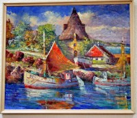 «Рыбацкий порт» неизвестный художник,  Швеция 20 век