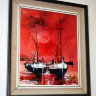 В подарок моряку - Картина маслом «Красный закат», выполненная в технике "импасто" 
