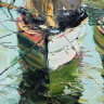 «Рыбацкие лодки на стоянке» - картина в технике "импасто" неизвестного художника, из США 