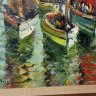 «Рыбацкие лодки на стоянке» - картина в технике "импасто" неизвестного американского художника дорогой подарок капитану яхтсмену владельцу яхты, ценный подарок рыбаку