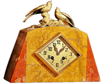 Антикварные французские каминные часы с боем «Птички» в стиле "Арт-деко"