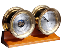 Винтажные каютные часы с боем (склянки) и барометром «AIRGUIDE»