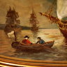 Антикварное зеркало в шикарном багете с картиной маслом "Парусники на рейде" интерьер лофта,  дорогой подарок состоятельному капитану яхтсмену владельцу яхты на юбилей