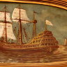 Картина "Парусники на рейде" в верхней части старинного зеркала дорогой подарок состоятельному капитану яхтсмену владельцу яхты