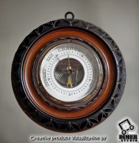 Антикварный немецкий барометр в резном корпусе из массива
